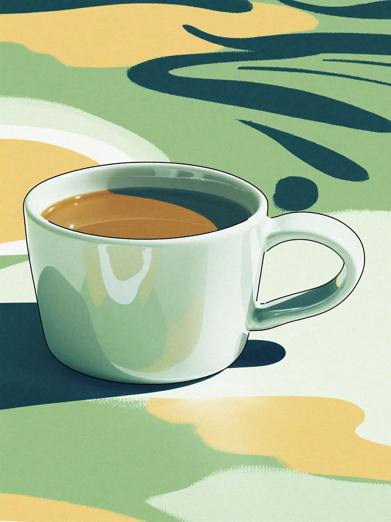 Ilustrace: neznačkový keramický šálek s výběrovou kávou