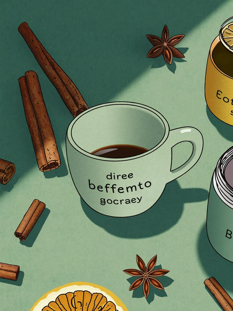 Ilustrace: sezónní suroviny v redakčním zátiší, fiktivní koncept